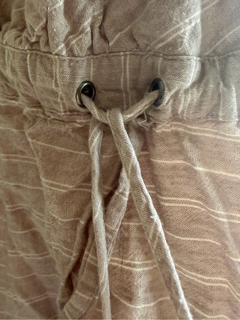 Linen-Blend Wrap Dress — Taupe Stripe - Picture 3 of 9